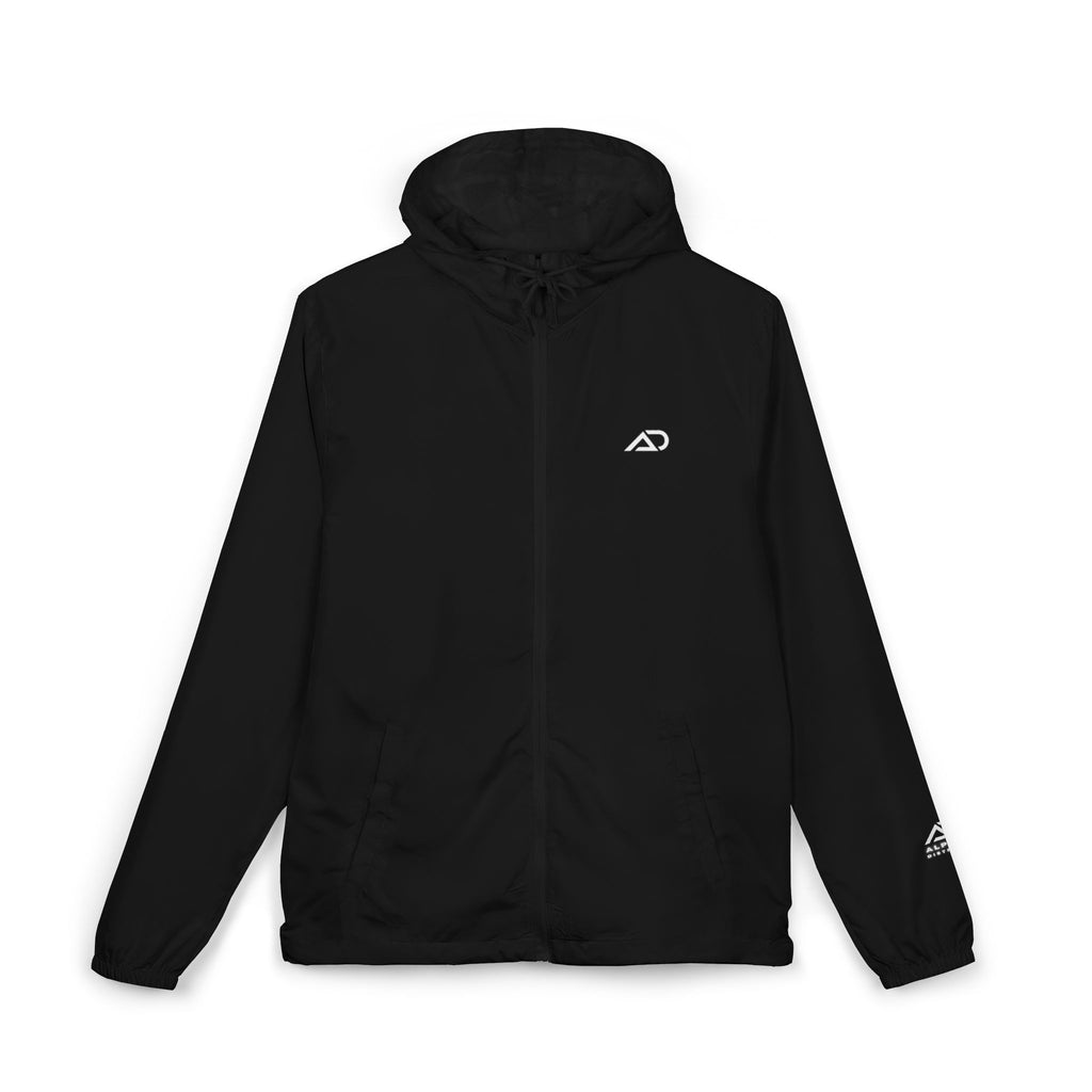Alpha Design Windbreaker Jacket — Minimal Logo Full‑Zip Hooded Jacket