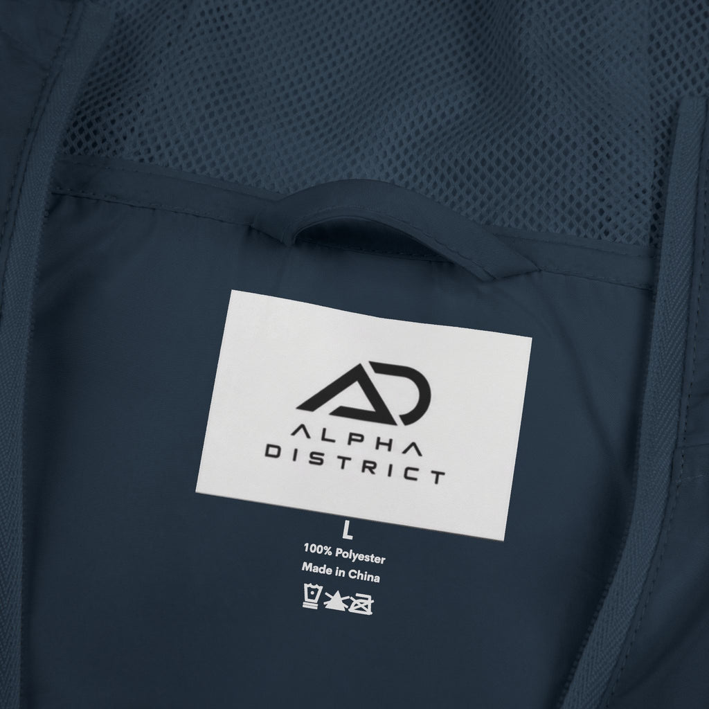 Alpha Design Windbreaker Jacket — Minimal Logo Full‑Zip Hooded Jacket