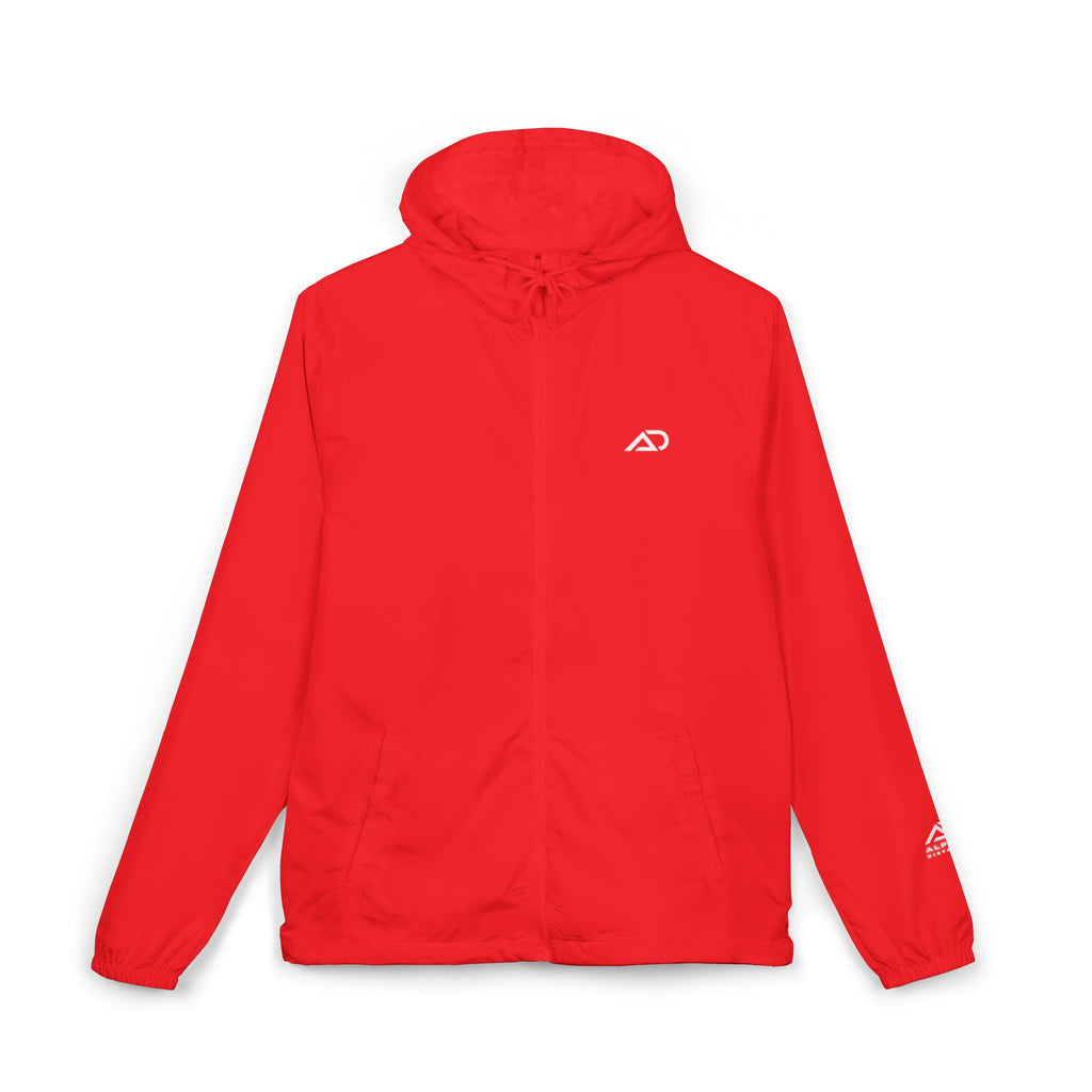 Alpha Design Windbreaker Jacket — Minimal Logo Full‑Zip Hooded Jacket