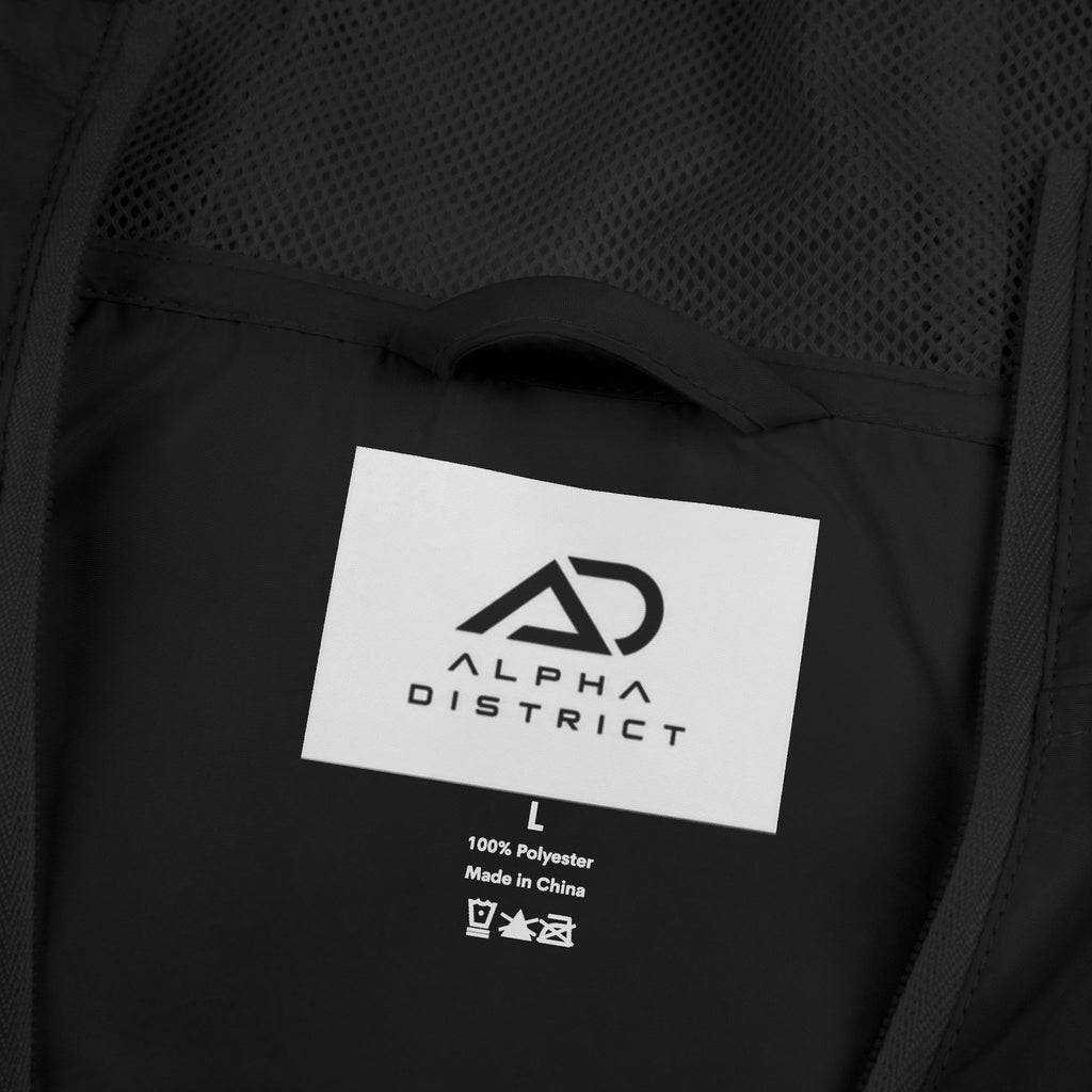 Alpha Design Windbreaker Jacket — Minimal Logo Full‑Zip Hooded Jacket