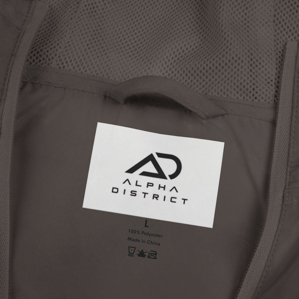 Alpha Design Windbreaker Jacket — Minimal Logo Full‑Zip Hooded Jacket