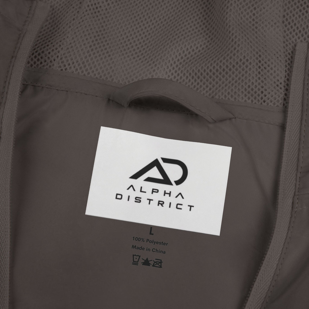 Alpha Design Windbreaker Jacket — Minimal Logo Full‑Zip Hooded Jacket